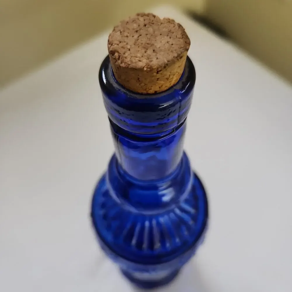 Vintage Vidrios San Miguel Cobalt Blue Glass Bottle Made in Spain 100% Recycled